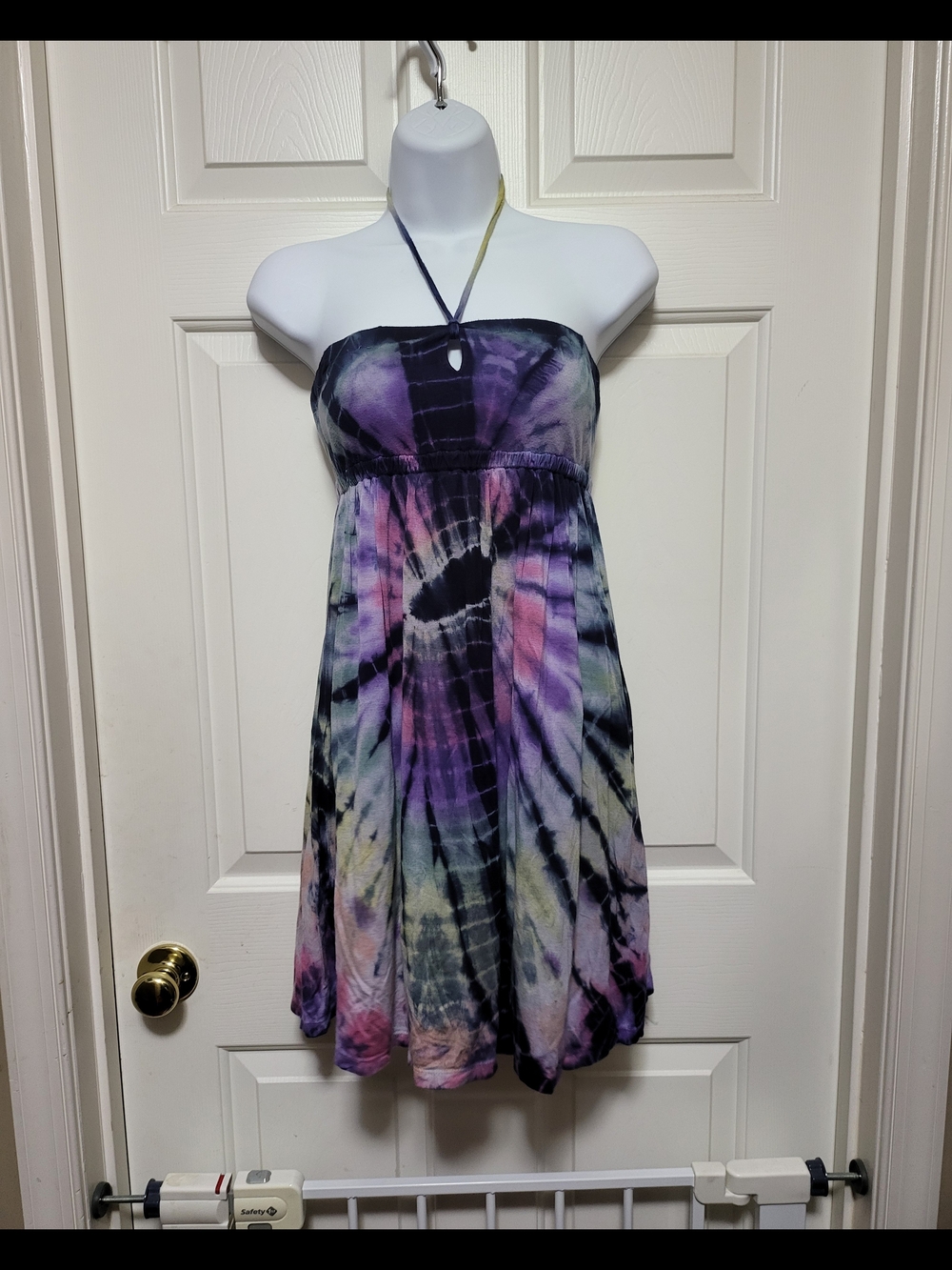 Women's Strapless Tie-Dye Sundress in Purple, Pink & Black